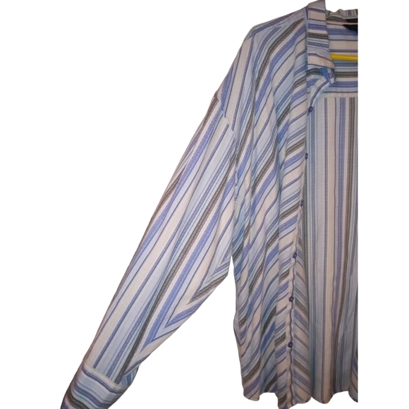 Casual Button Up Visivo Diagonal Striped Design Long Slve. Night Out Office 4X - Picture 3 of 8